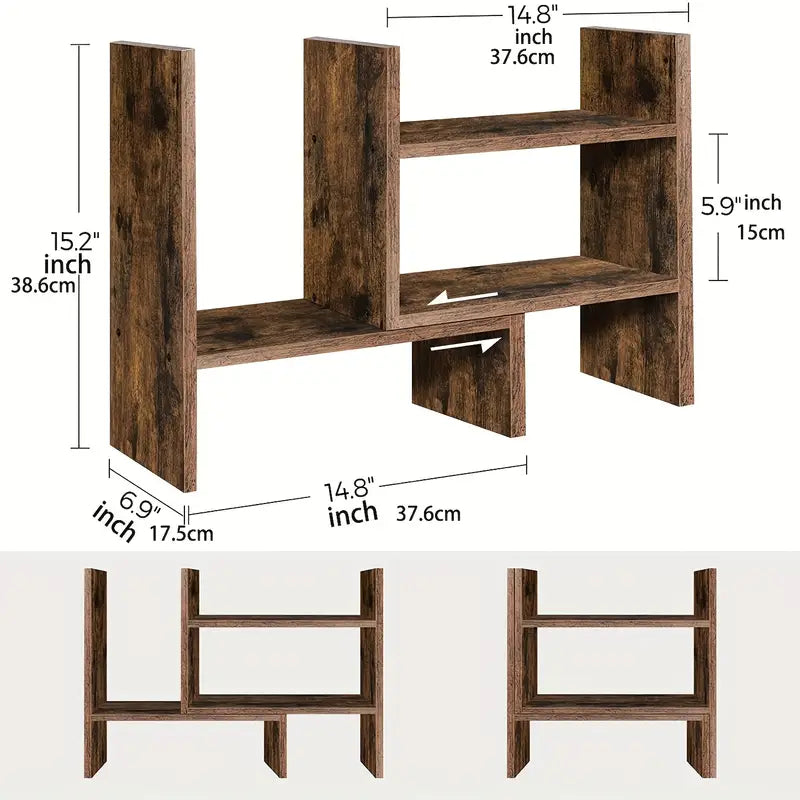 Desktop Storage Rack Bookshelf - Brown-3