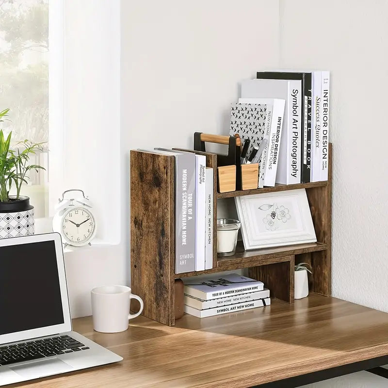 Desktop Storage Rack Bookshelf - Brown-2