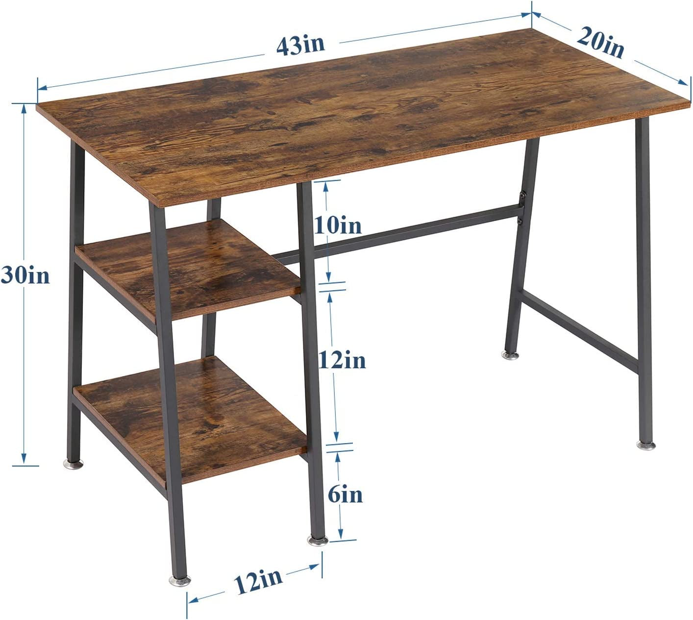Industrial Style Home Office Desk with Shelves-1