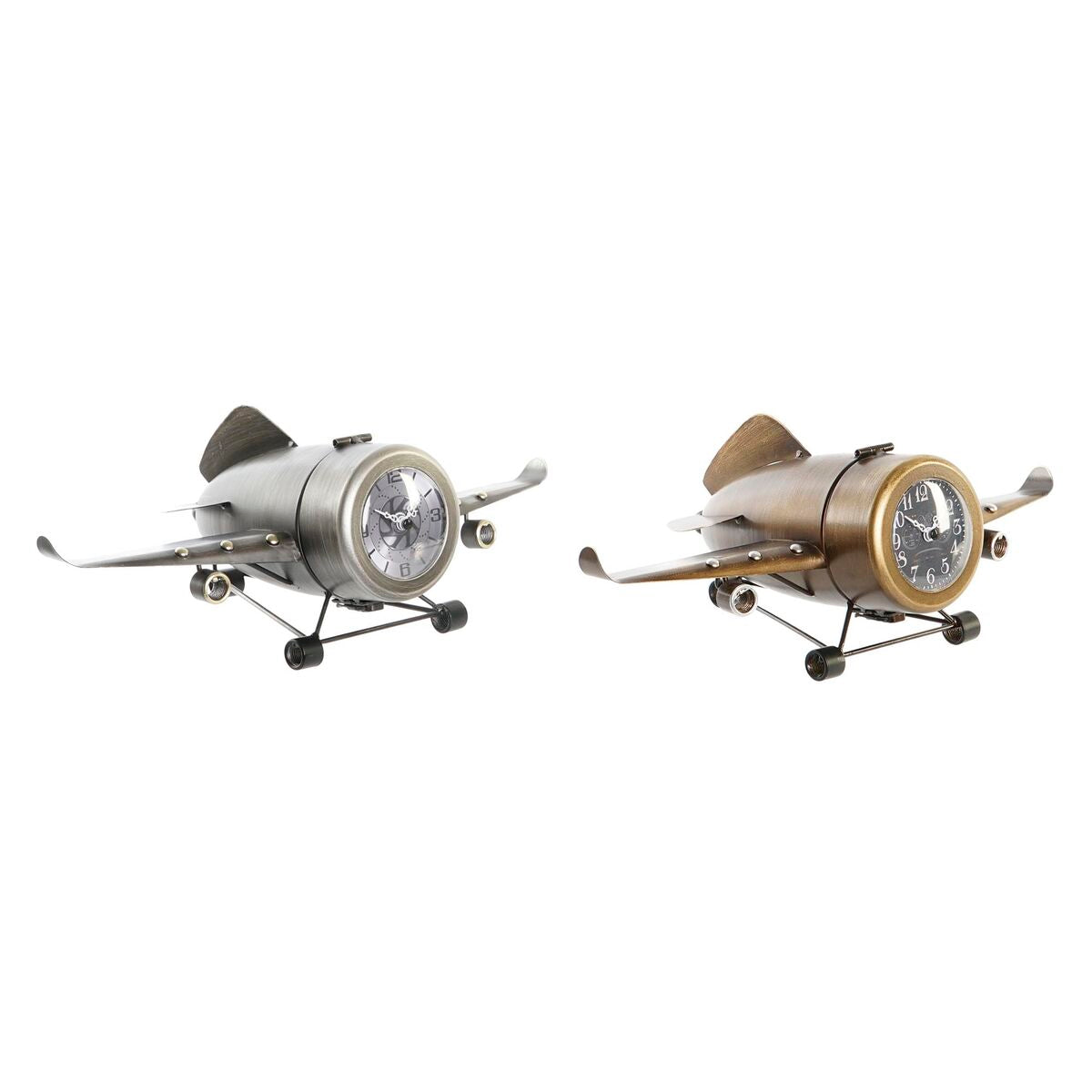 Table clock DKD Home Decor 42 x 23 x 14 cm Aeroplane Iron (2 Units)-0