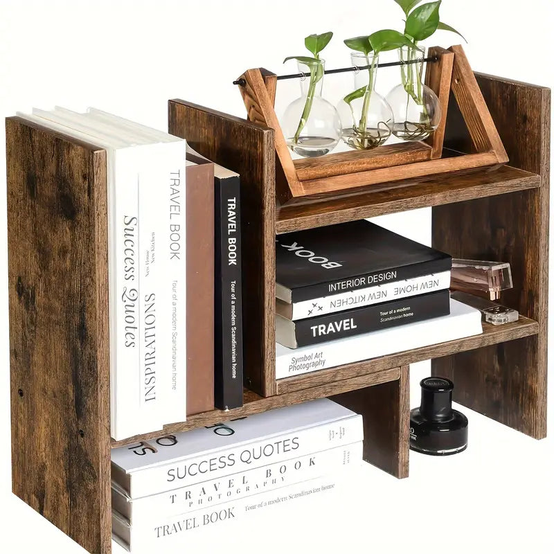 Desktop Storage Rack Bookshelf - Brown-1