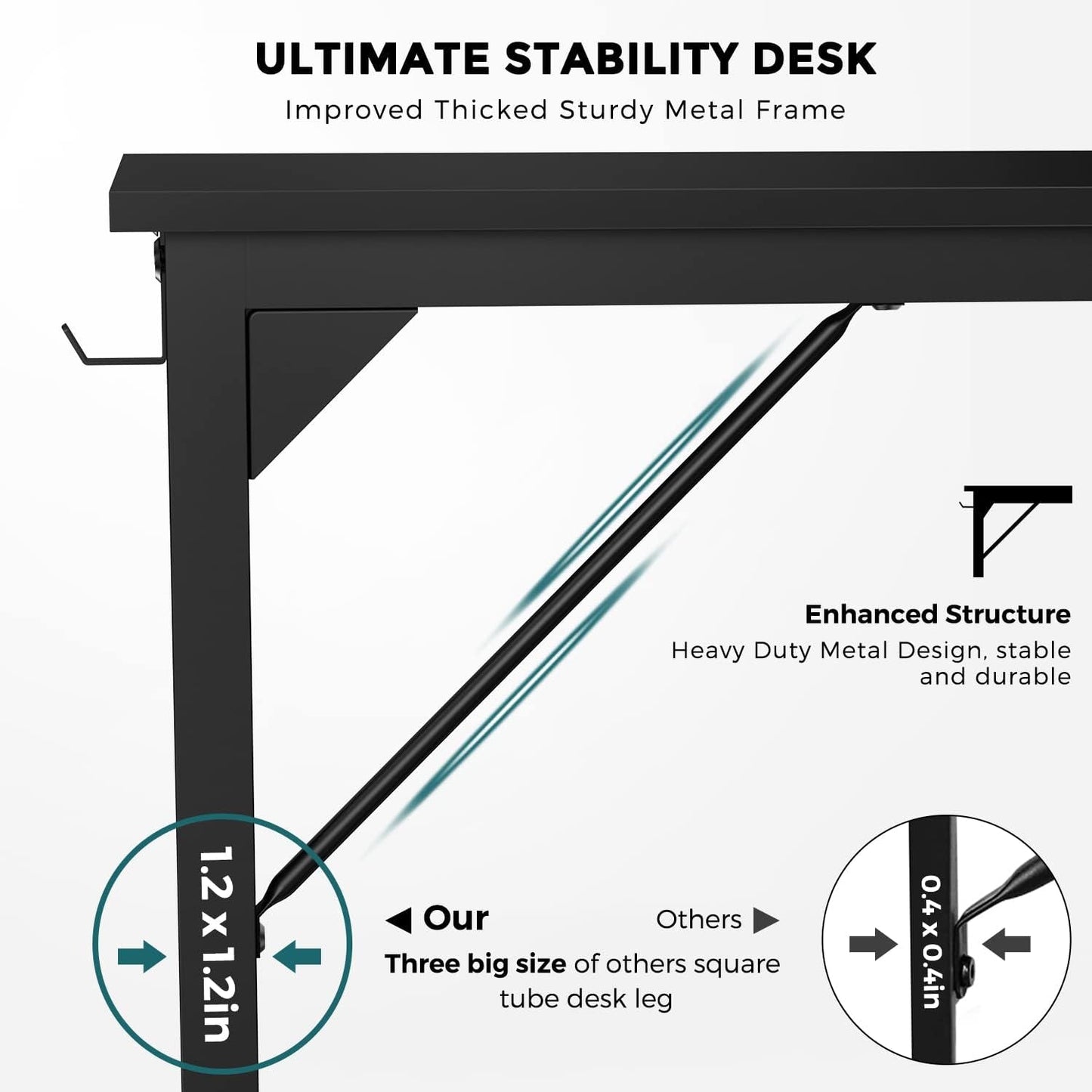 32 Inch Small Computer Office Desk Modern Simple Style Writing Study Work Table for Home Bedroom - Modern Black-4
