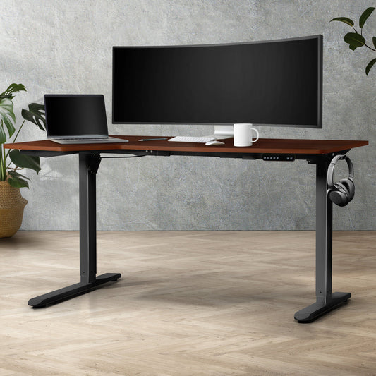 NNEED L-shape Electric Standing Desk Single Motor 145CM Black&Walnut-2
