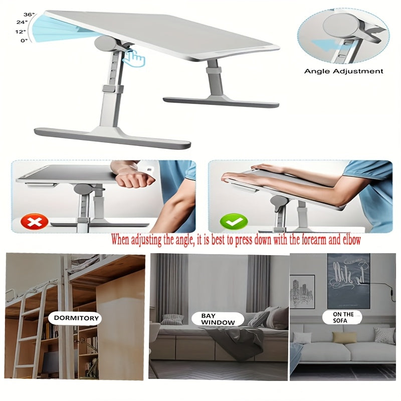 Adjustable Height Foldable Desk with Phone Slot-1