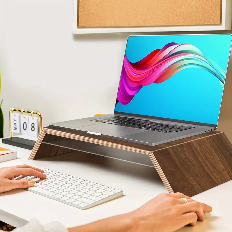 Premium Black Walnut Monitor Stand Riser with Underneath Storage-4