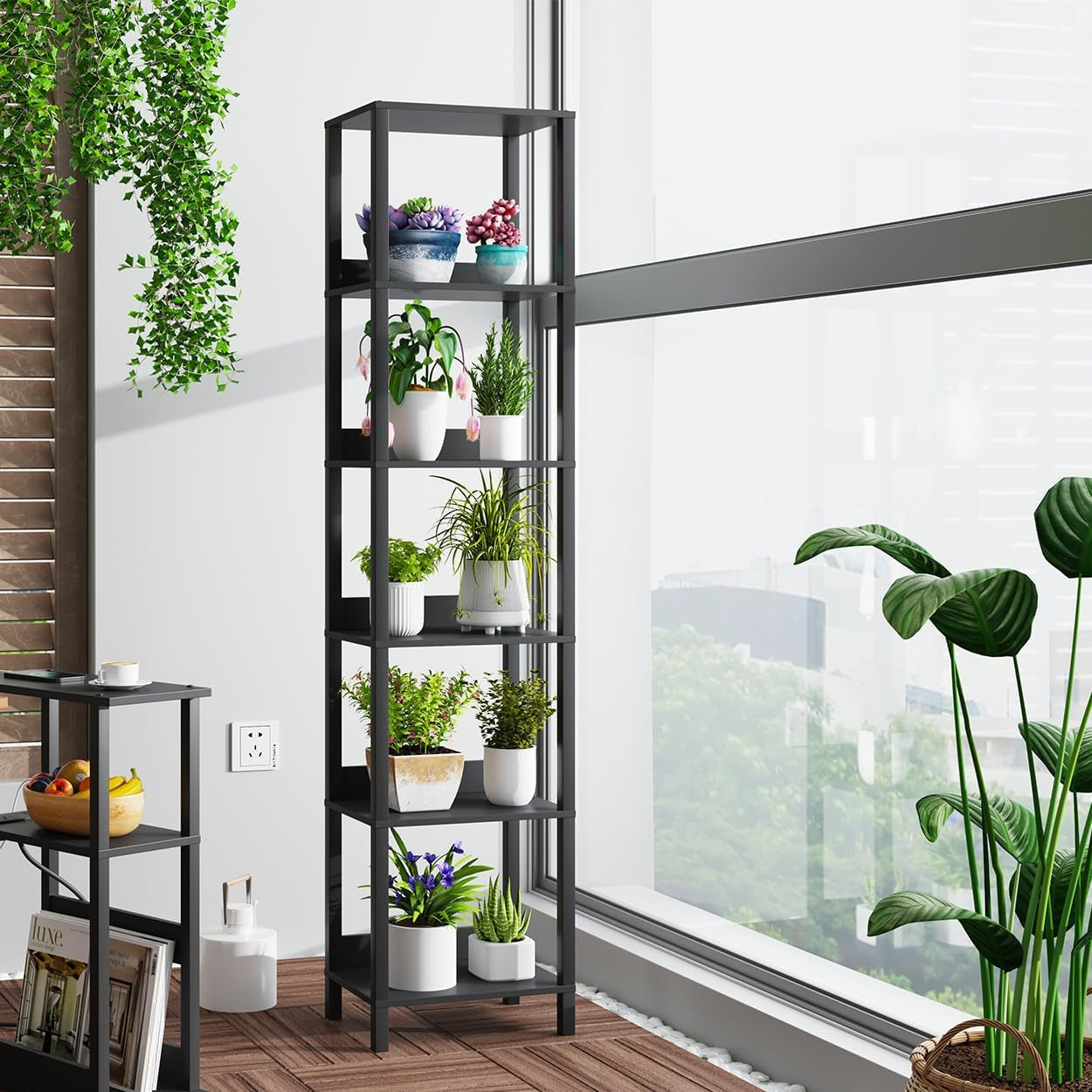 6 Tier Bookshelf with Anti-Fall Baffle, Tall 64.79" Bookcase with DIY Shelves, Industrial Book Shelf Storage Organizer, Display Free Standing Shelf Unit for Bedroom, Living Room, Office, Black-4
