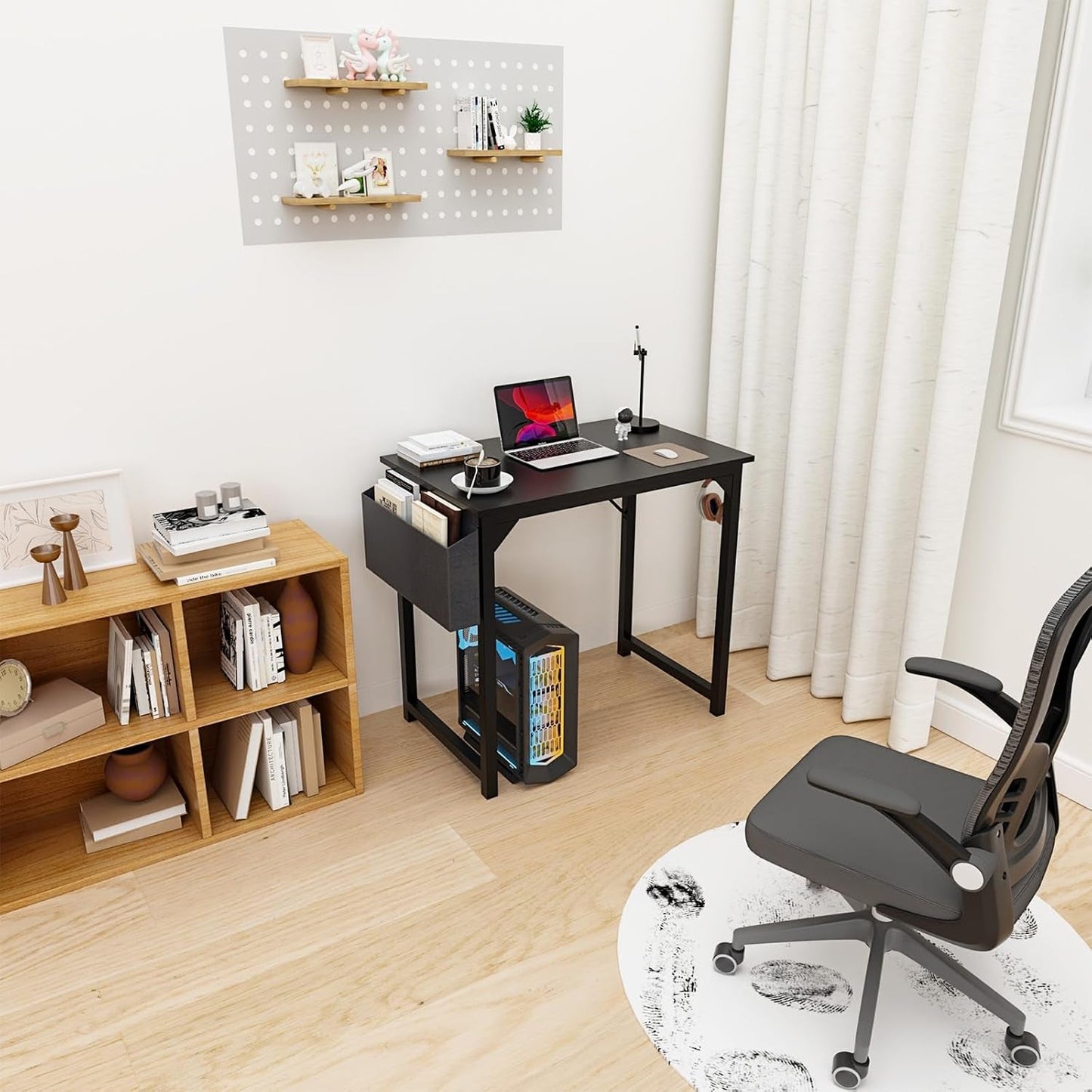32 Inch Small Computer Office Desk Modern Simple Style Writing Study Work Table for Home Bedroom - Modern Black-1