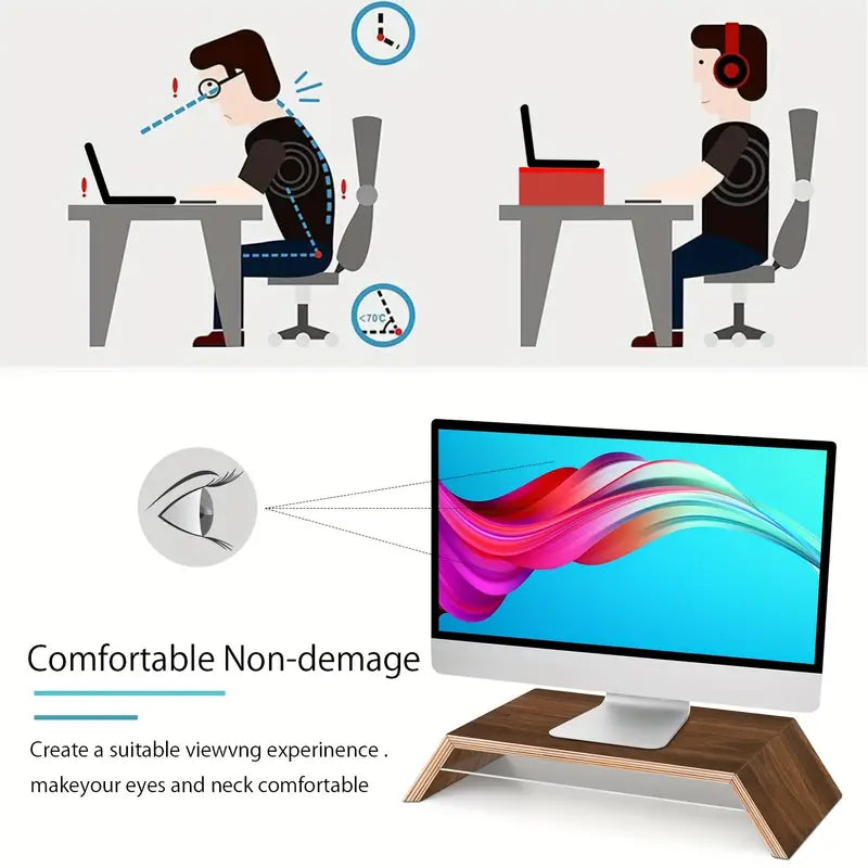 Premium Black Walnut Monitor Stand Riser with Underneath Storage-2