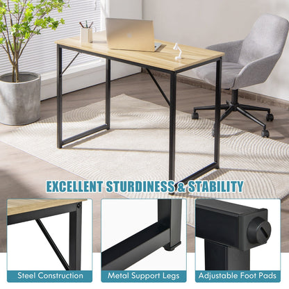 NNECW Modern Simple Style Study Writing Desk Computer Desk with Heavy Duty Steel Frame-4