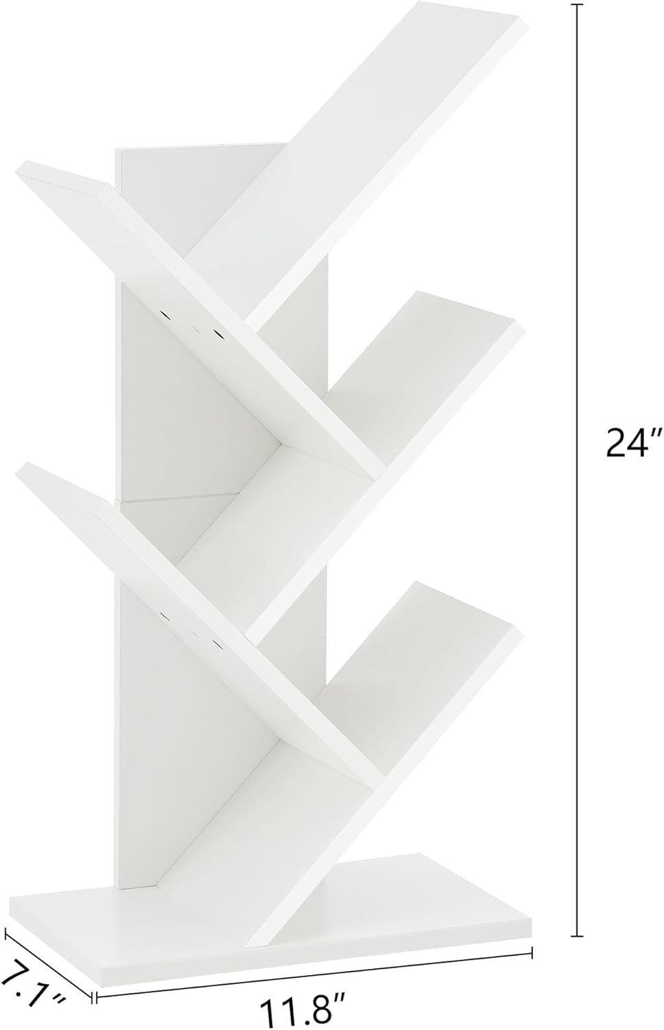 4 Tier Tree Bookshelf, Small Bookcase, Free Standing Tree Bookcase, Bookshelf for Bedroom, Book Shelf Organizer, Small Bookshelf, White-2