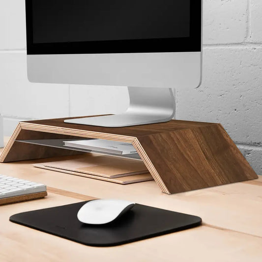 Premium Black Walnut Monitor Stand Riser with Underneath Storage-1