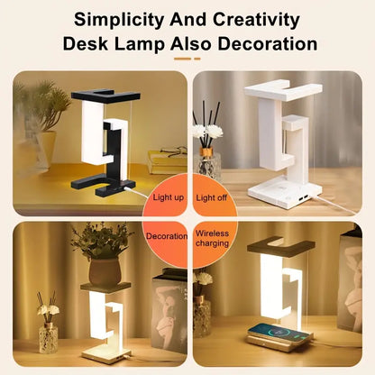 Floating Desk Lamp With Wireless Charging And USB Output Port-2