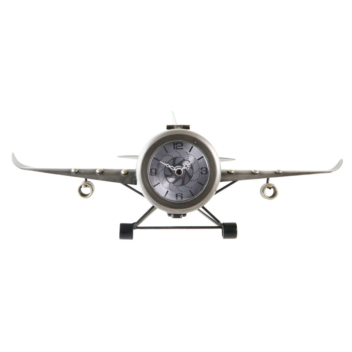 Table clock DKD Home Decor 42 x 23 x 14 cm Aeroplane Iron (2 Units)-5