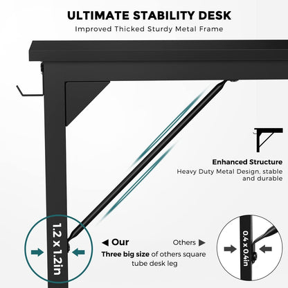 32 Inch Small Computer Office Desk Modern Simple Style Writing Study Work Table for Home Bedroom - Modern Black-4