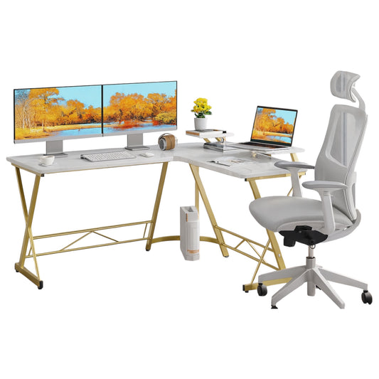 L-SHAPED LAMINATED MARBLE DESK