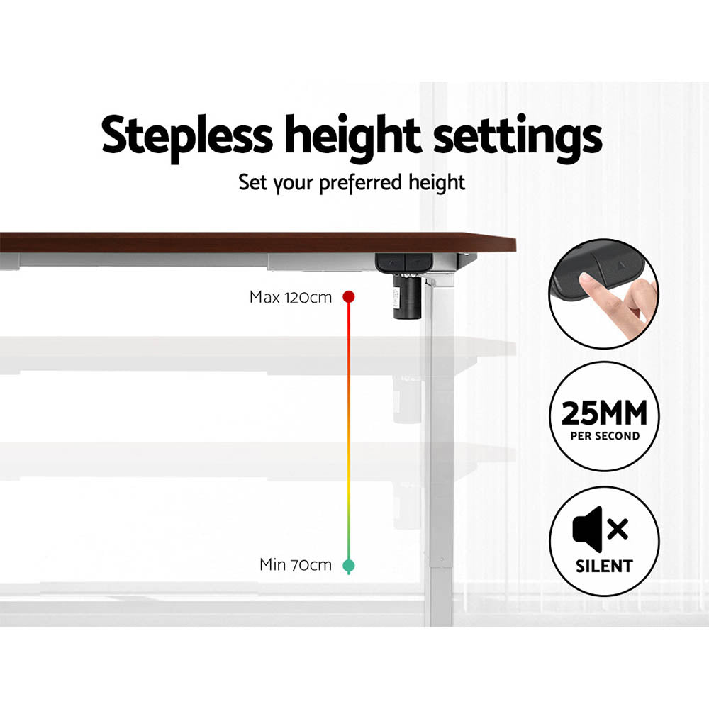 NNEDSZ Artiss Standing Desk Motorised Sit Stand Desks Walnut 120CM-3
