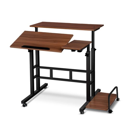 NNEDSZ Twin Laptop Table Desk - Dark Wood-0