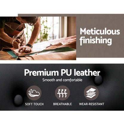 NNEDSZ Wooden & PU Leather Office Desk Chair - Black-3