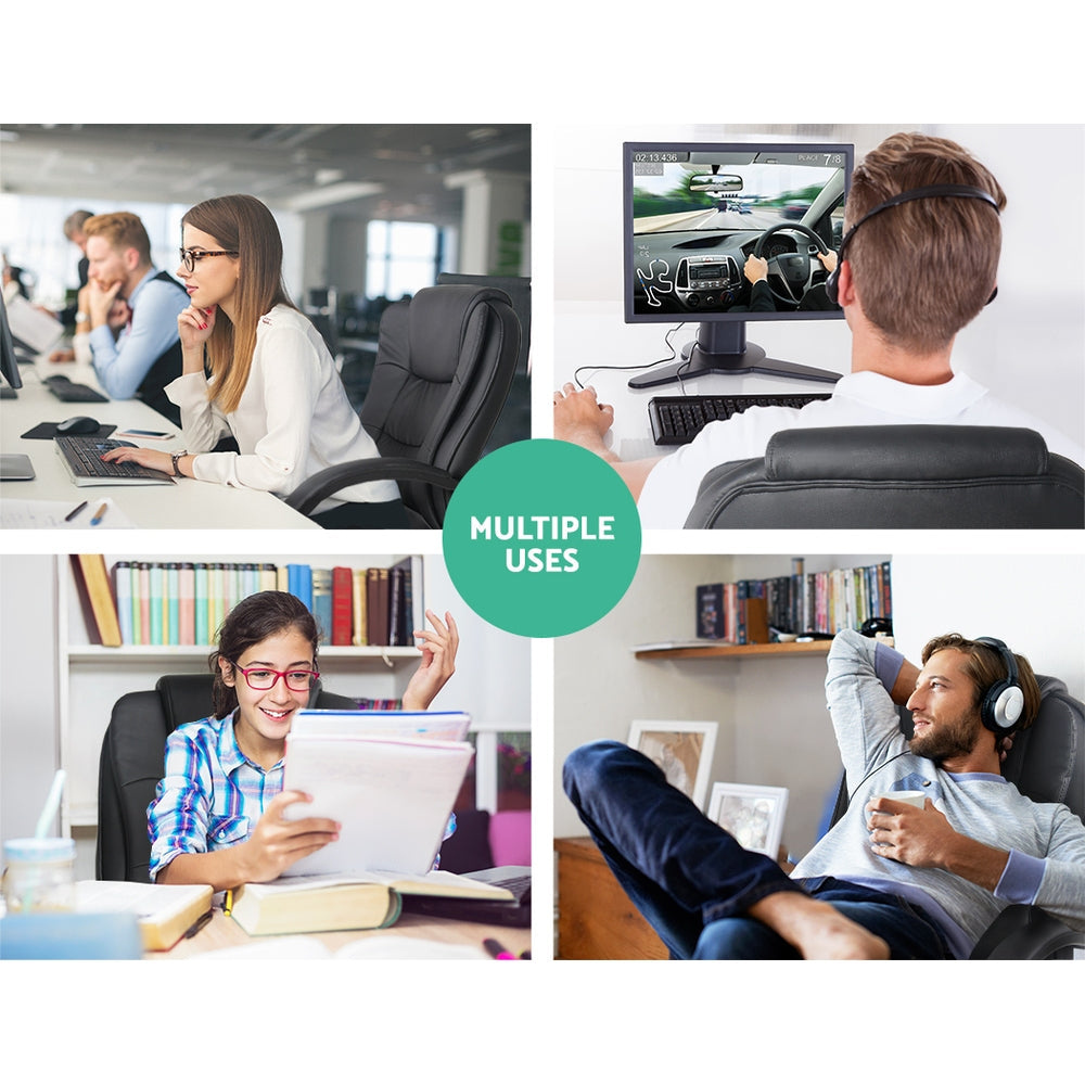 NNEDSZ Leather Office Desk Computer Chair - Black-2