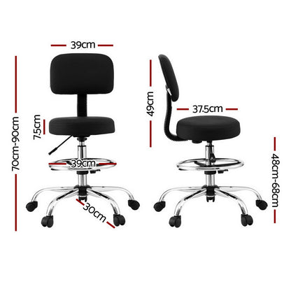 NNEDSZ Artiss Office Chair Drafting Computer Standing Desk Chairs Ergonomic PU Black-1