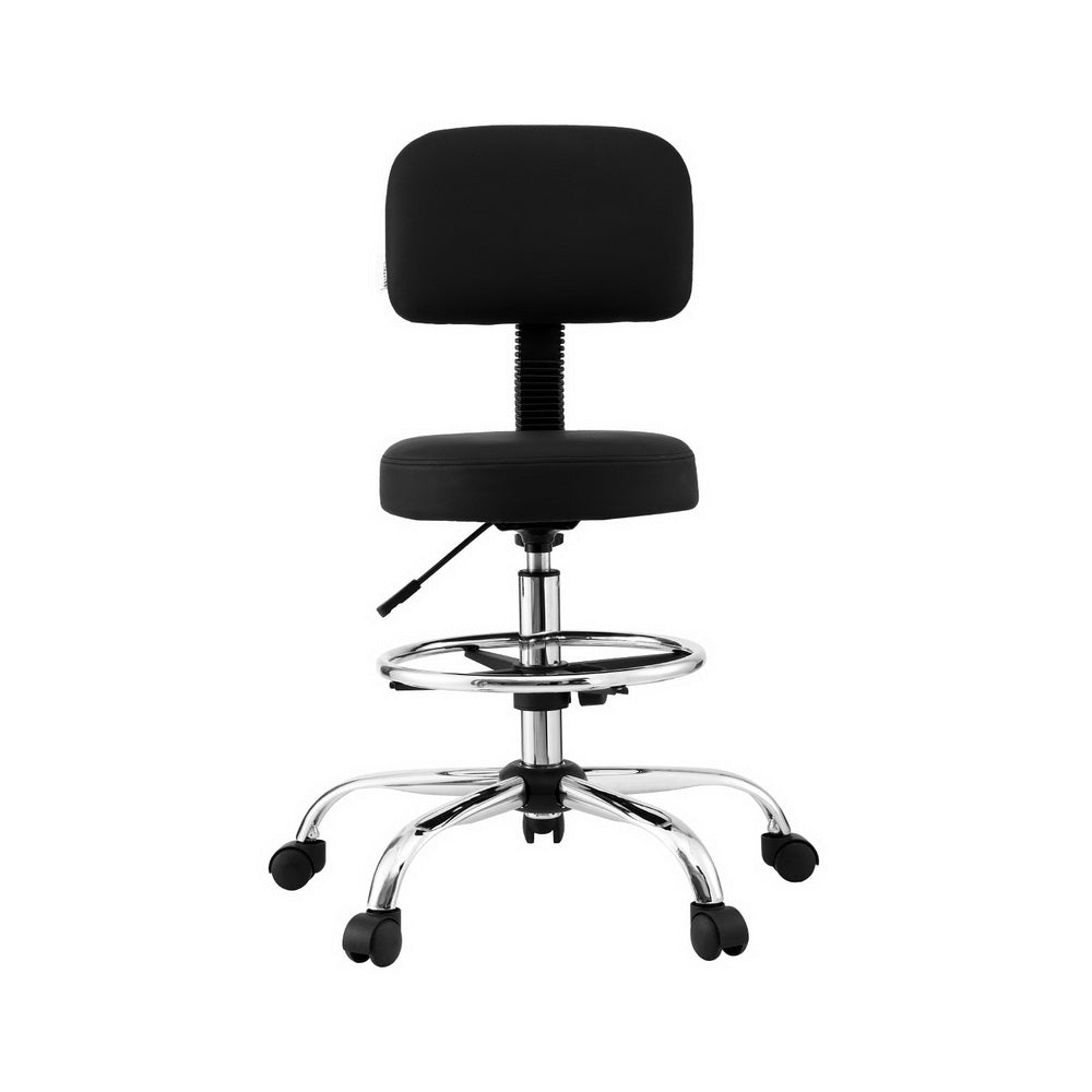 NNEDSZ Artiss Office Chair Drafting Computer Standing Desk Chairs Ergonomic PU Black-2