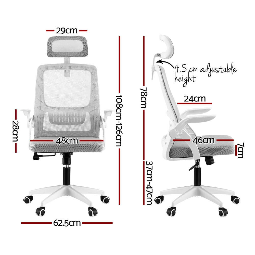 NNEDSZ Artiss Ergonomic Office Chair Computer Desk Chairs Headrest Adjustable Grey-1