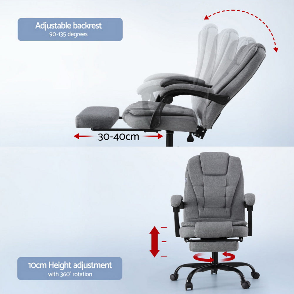 NNEDSZ Artiss Office Chair Executive Fabric Seat Racing Computer Desk Chairs Footrest-4