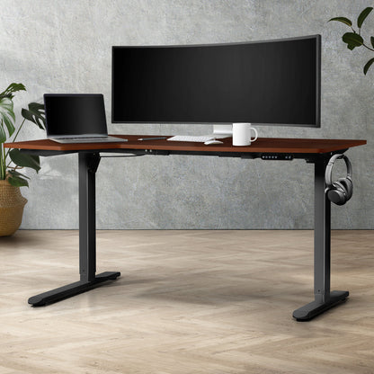 NNEED L-shape Electric Standing Desk Single Motor 145CM Black&Walnut-2