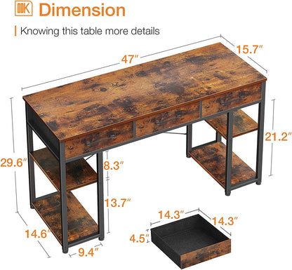 Vintage Writing Desk with Storage Shelves-2