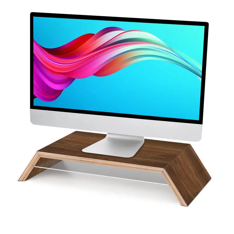 Premium Black Walnut Monitor Stand Riser with Underneath Storage-0