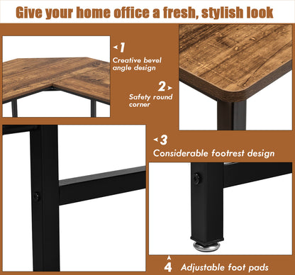 NNECW Wood L-Shaped Computer Desk with Adjustable Foot Pad-4