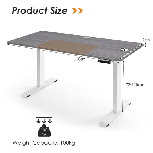NNECW Electric Motorised Standing Desk Computer Desk with Adjustable Height for Home/Office-Grey-3